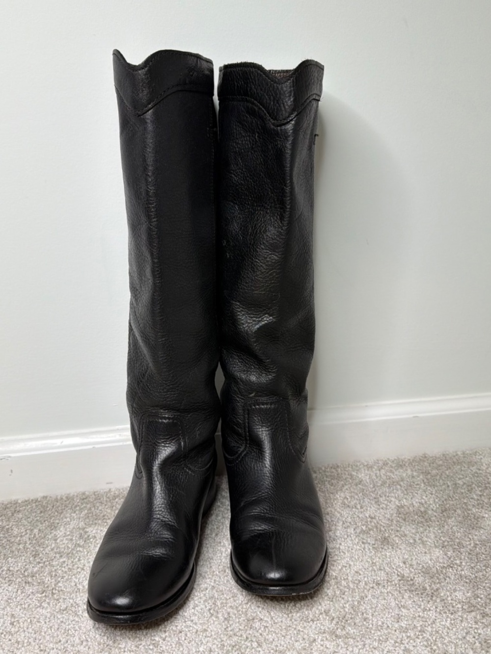 Frye Cara Roper Tall Black Leather Riding Boots 8.5 - Picture 3 of 10